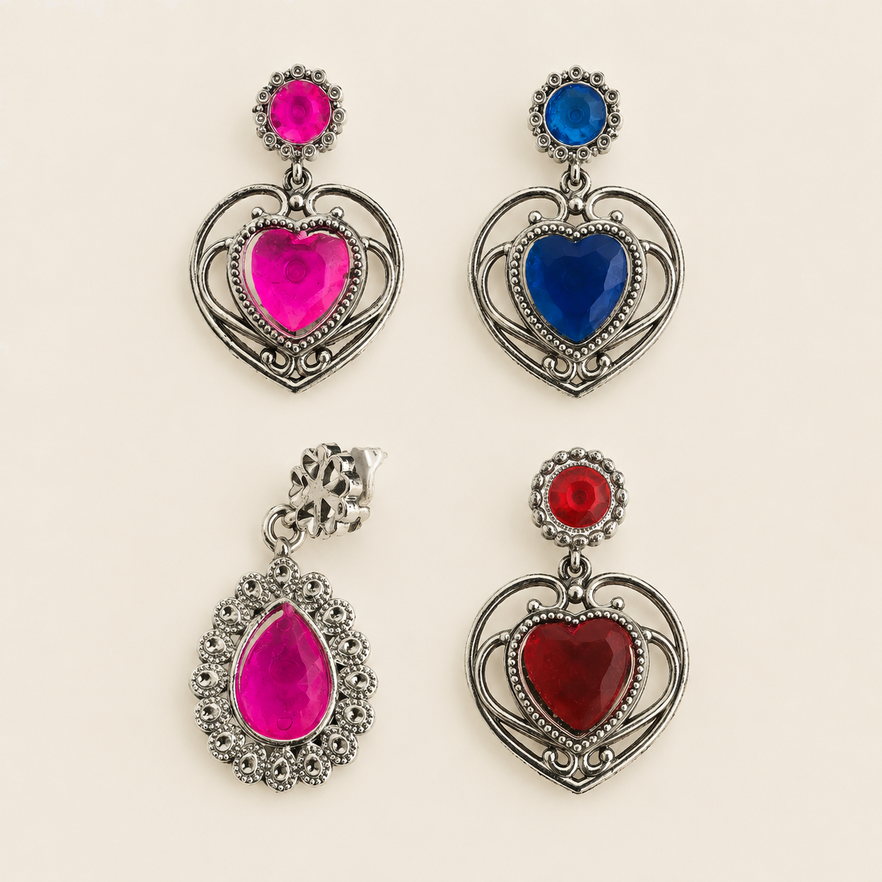 Heart Gem Princess Toy Earrings