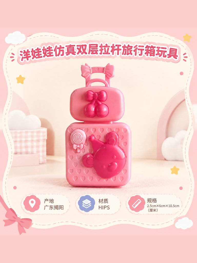 Mini Double Layer Doll Suitcase Toy · Details